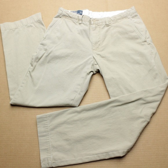 Polo Ralph Lauren Other - Polo Ralph Lauren VTG Preston Chino Pants Mens Sz 32x32 Beige Straight Flat Pony